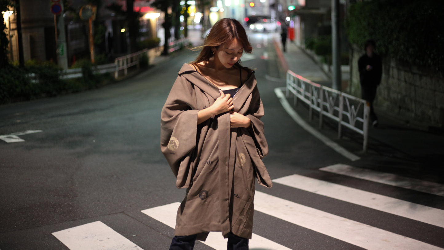 モダンキモノ羽織コート(ブラウン)