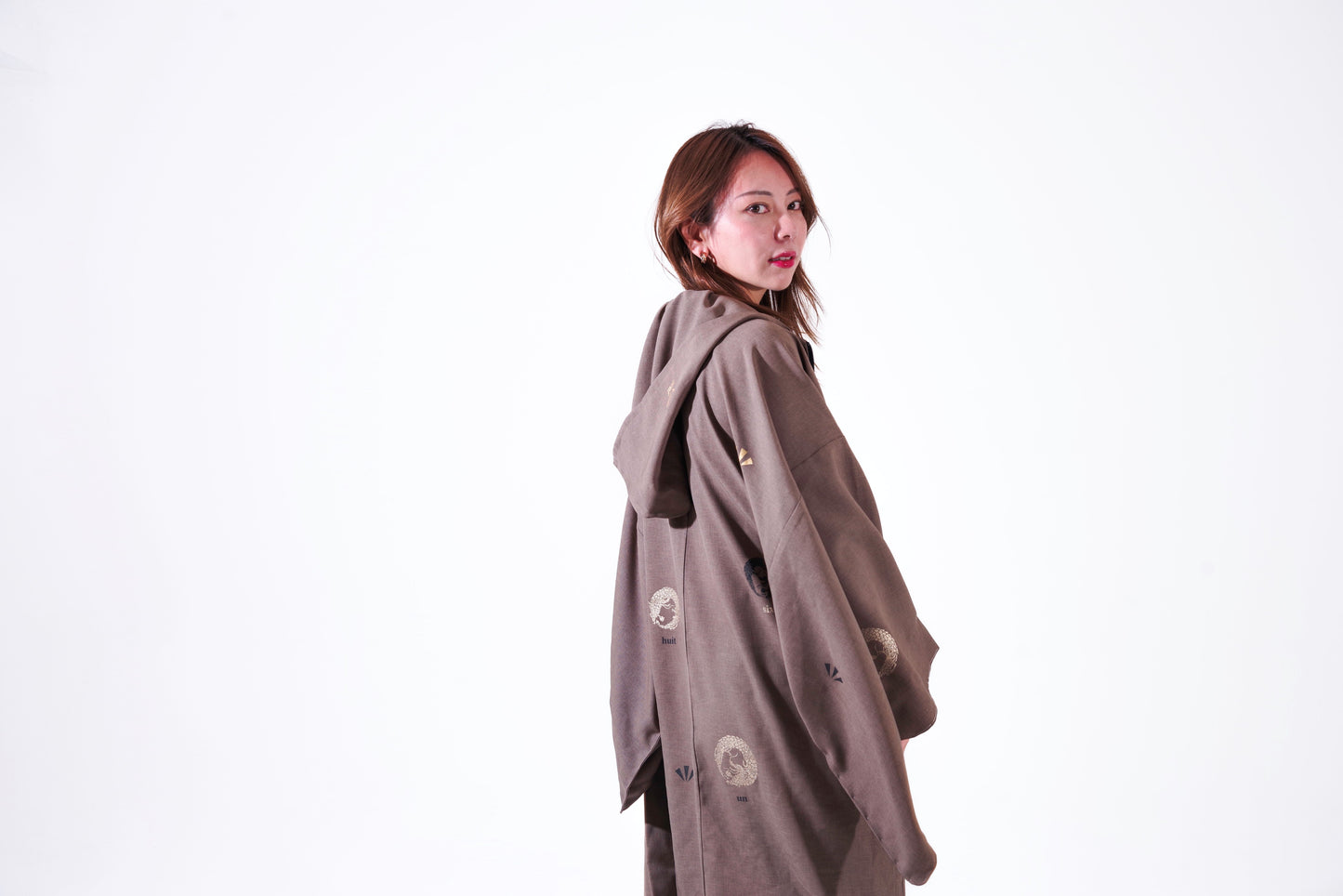 モダンキモノ羽織コート(ブラウン)